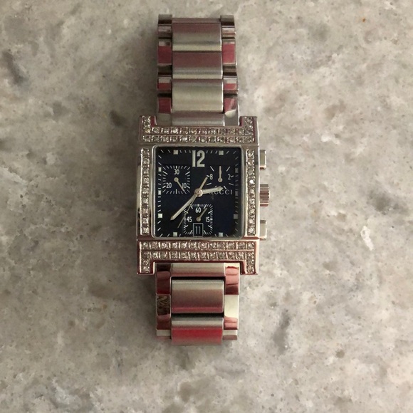 Gucci Other - Pristine Gucci 7700 Chrono Stainless Steel Watch with Custom Diamonds